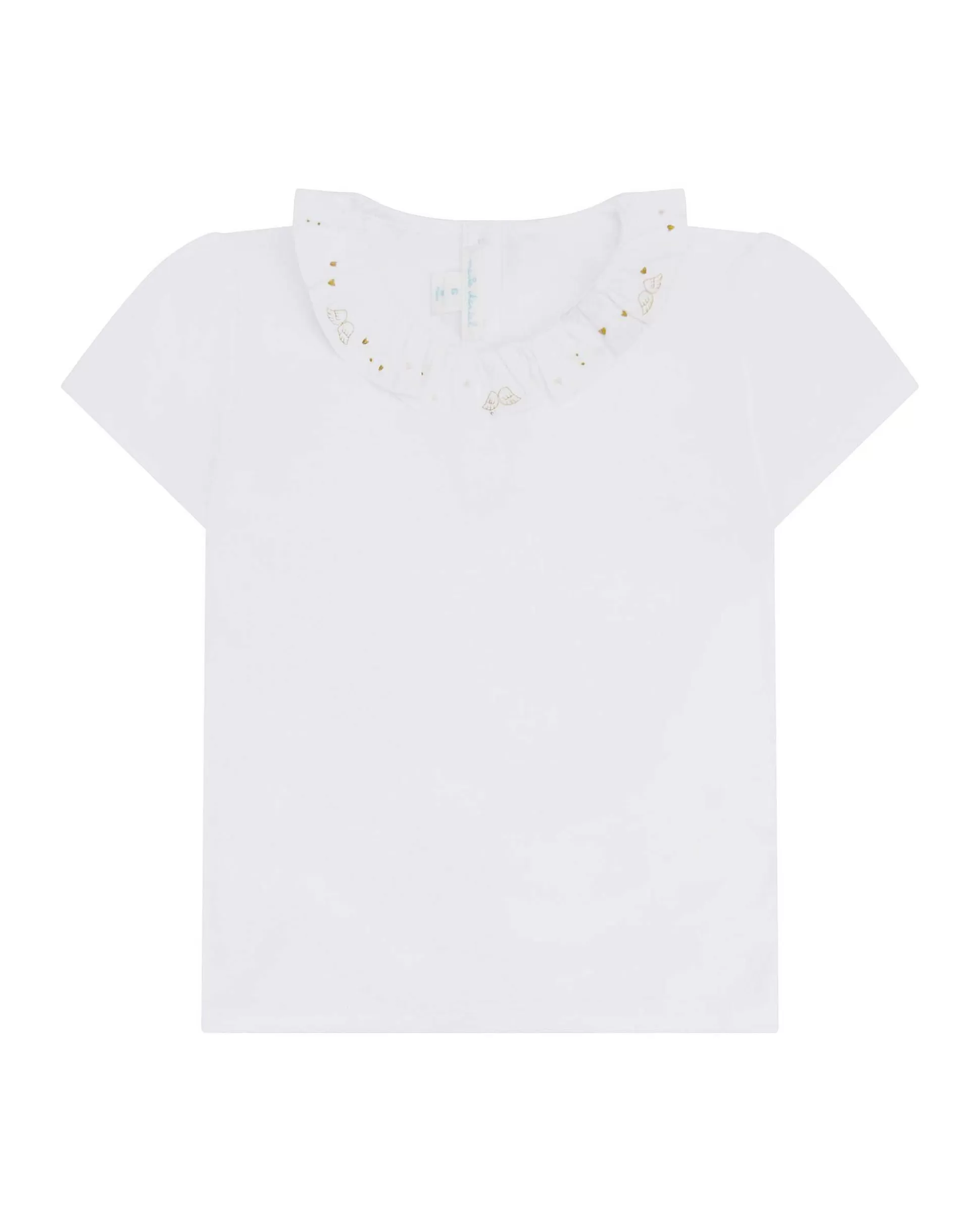 Discount Angel Wing & Heart Ruffle Collar T-Shirt - Child White & Gold Child Loungewear