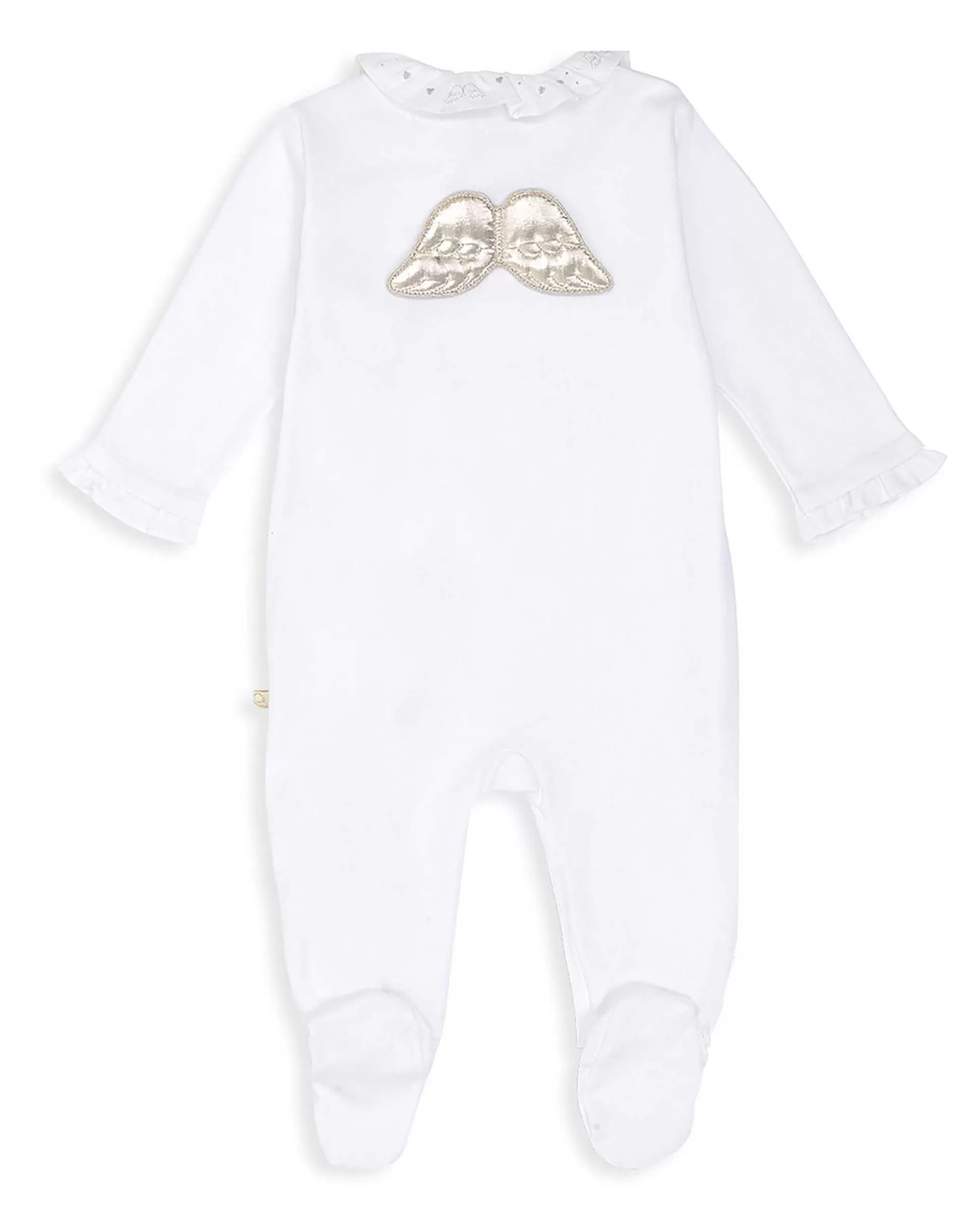 Shop Angel Wing Pima Cotton Sleepsuit - White & Silver Baby The Iconic Angel Wing