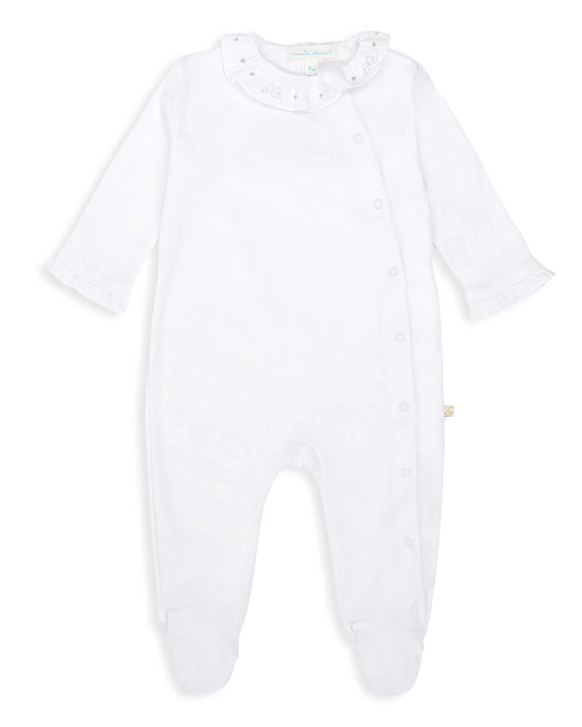 Shop Angel Wing Pima Cotton Sleepsuit - White & Silver Baby The Iconic Angel Wing