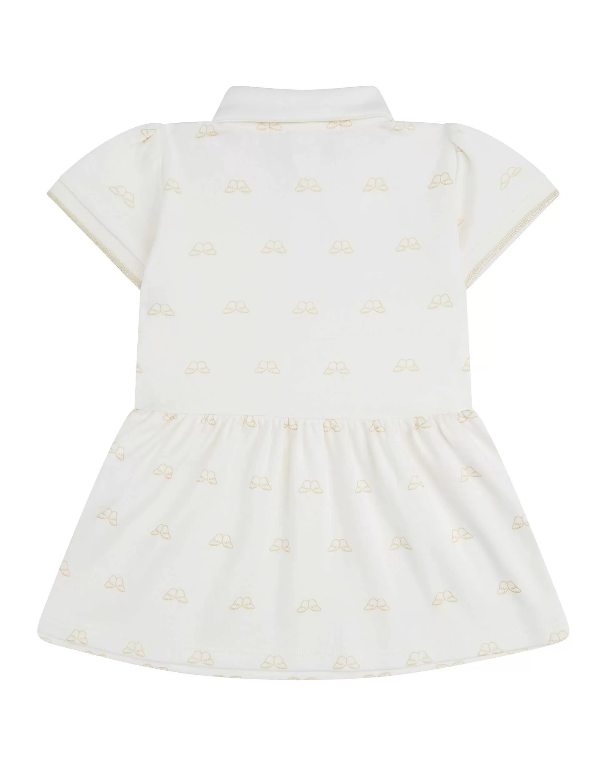 Fashion Angel Wing Print Polo Dress - Baby White & Gold Baby The Iconic Angel Wing