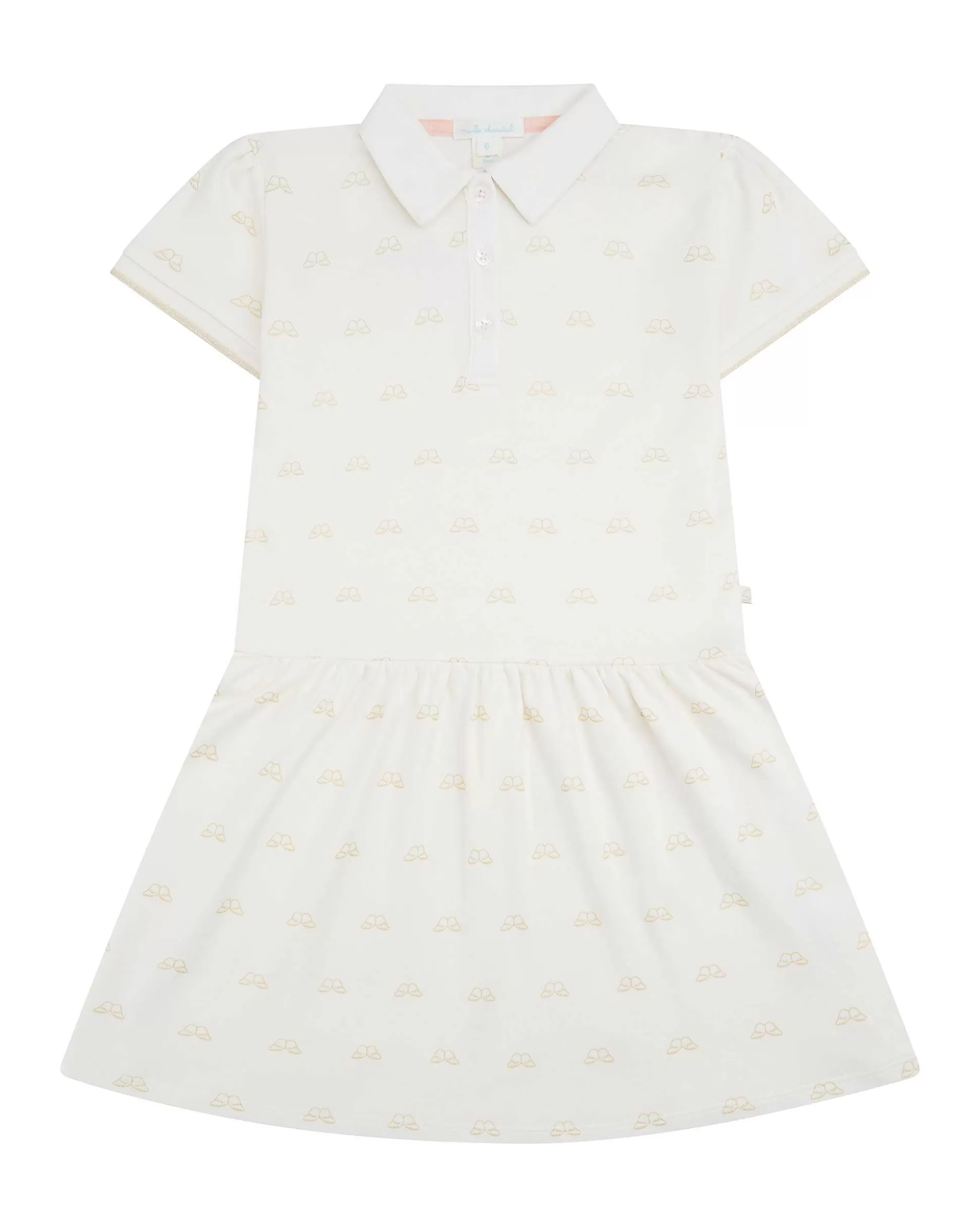 New Angel Wing Print Polo Dress - Child White & Gold Child The Iconic Angel Wing