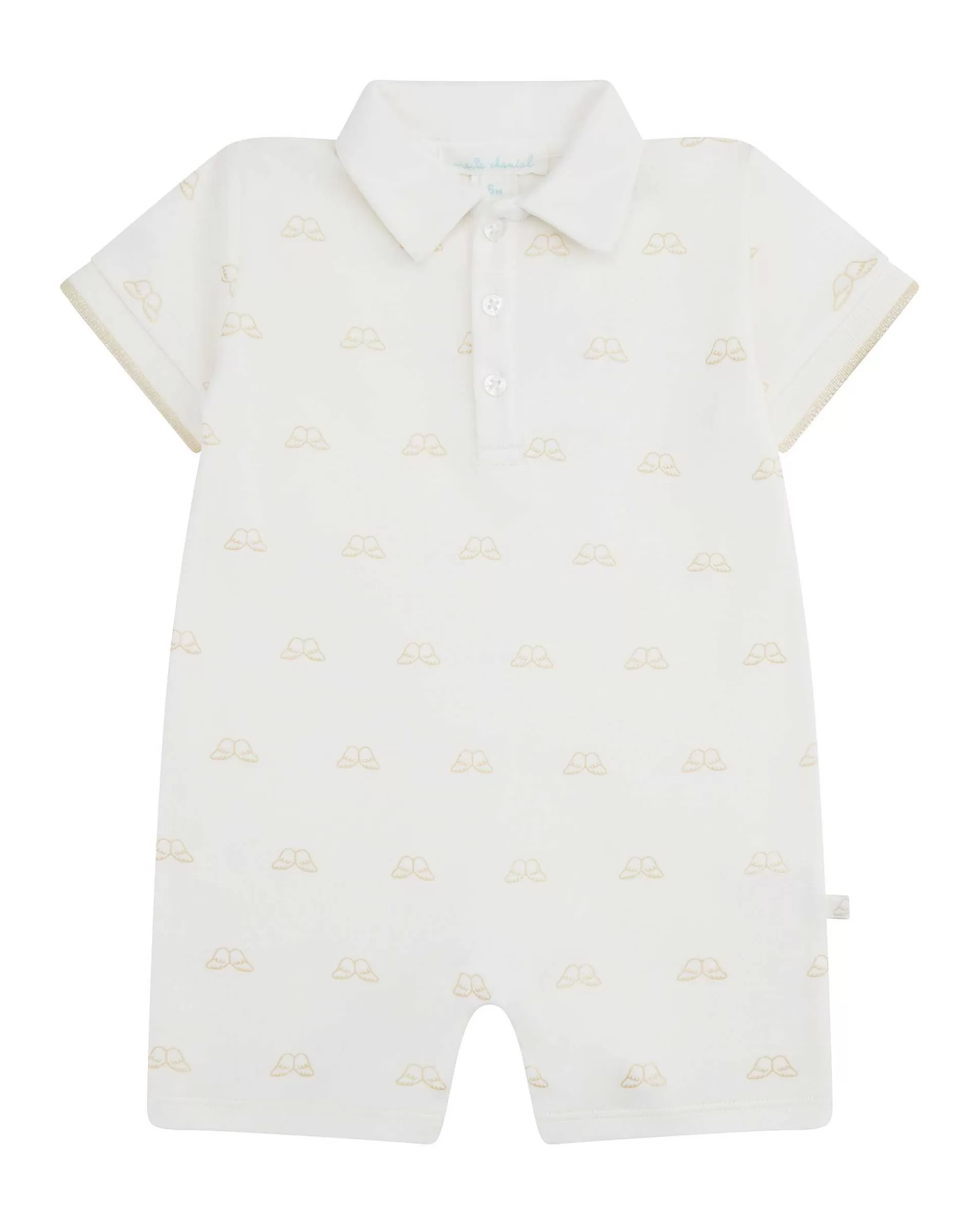 Flash Sale Angel Wing Print Polo Romper - Baby White & Gold Baby The Iconic Angel Wing