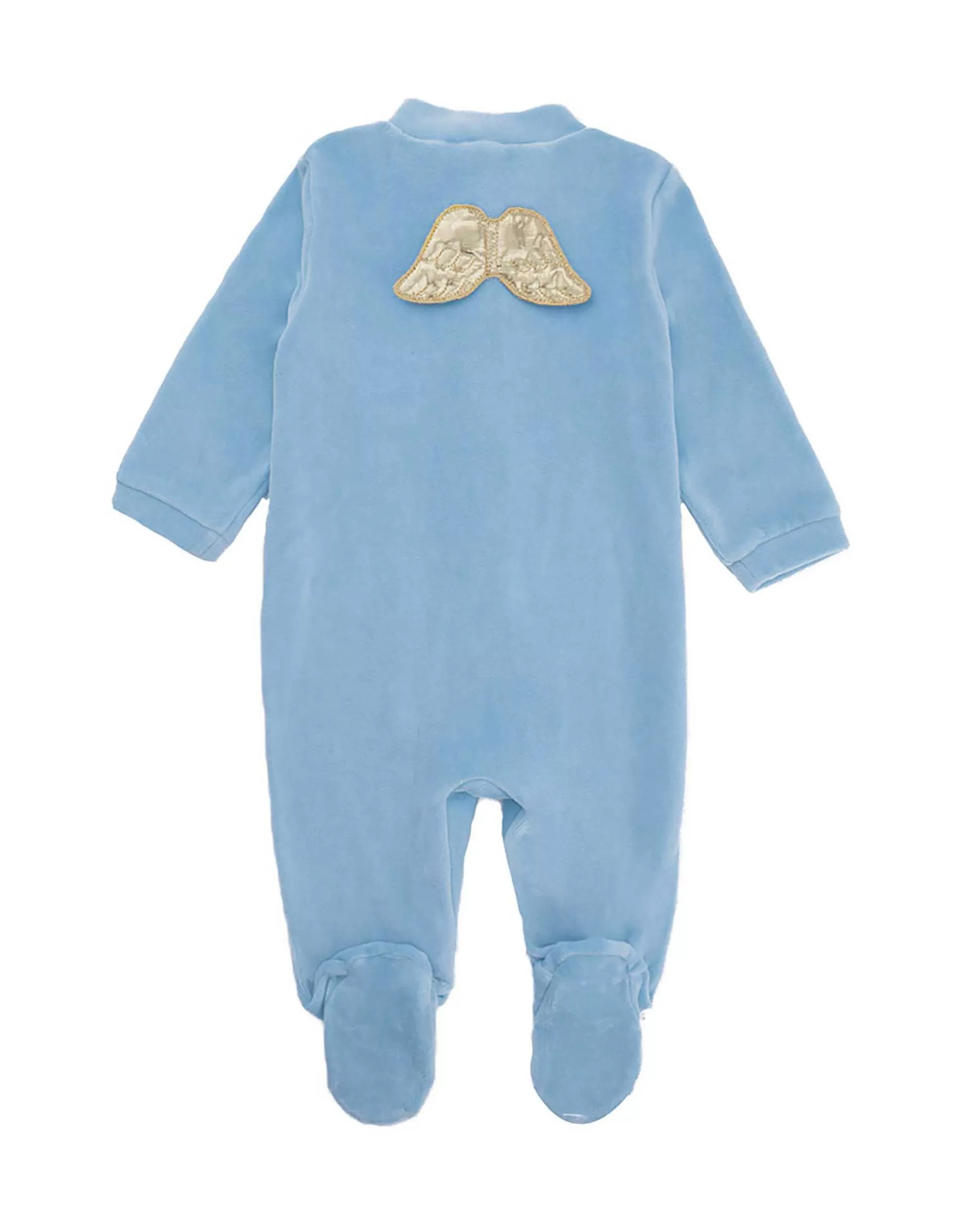 Cheap Angel Wing Velour Sleepsuit - Dusty Blue & Gold Baby The Iconic Angel Wing