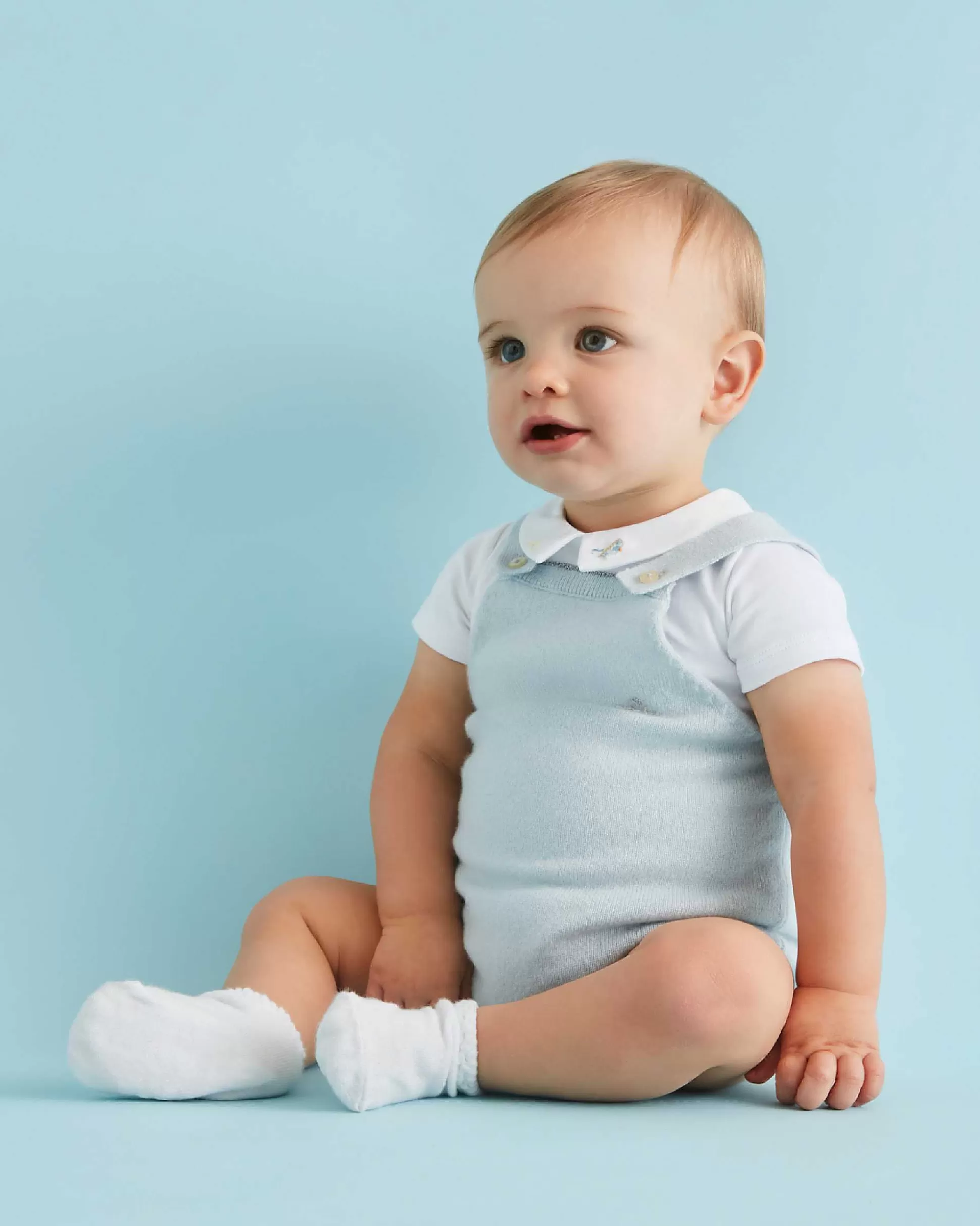 Sale Cashmere Sparkle Romper - Pale Blue Baby Baby Girl