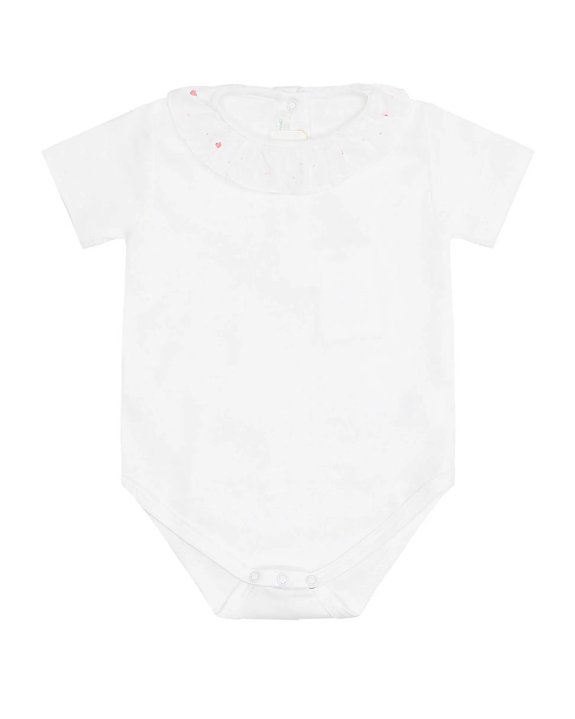 Store Elize Embroidered Ruffle Collar Onesie - Pink Heart Baby Baby Girl