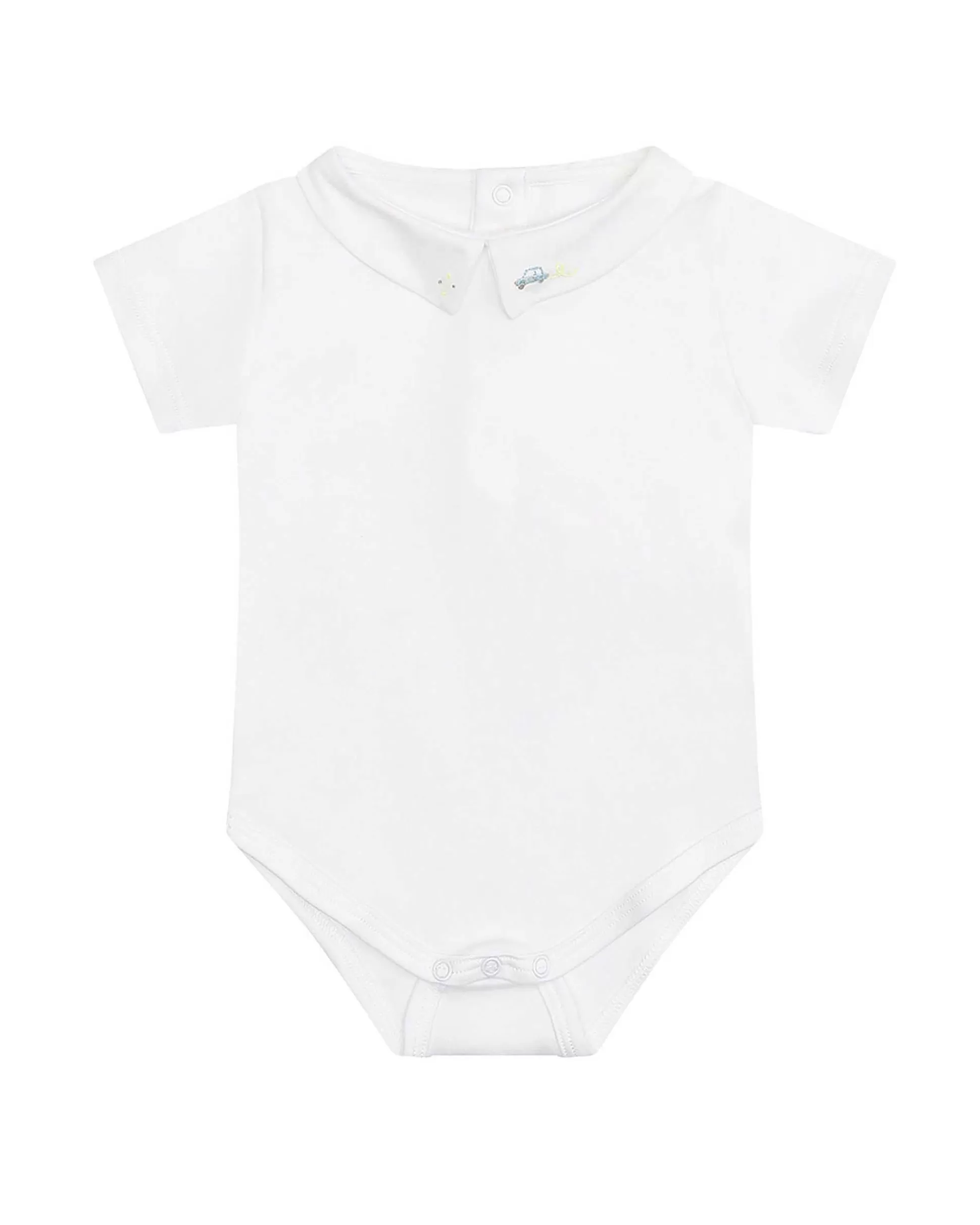 Sale Ethan Embroidered Collar Onesie - Car Baby Baby Girl