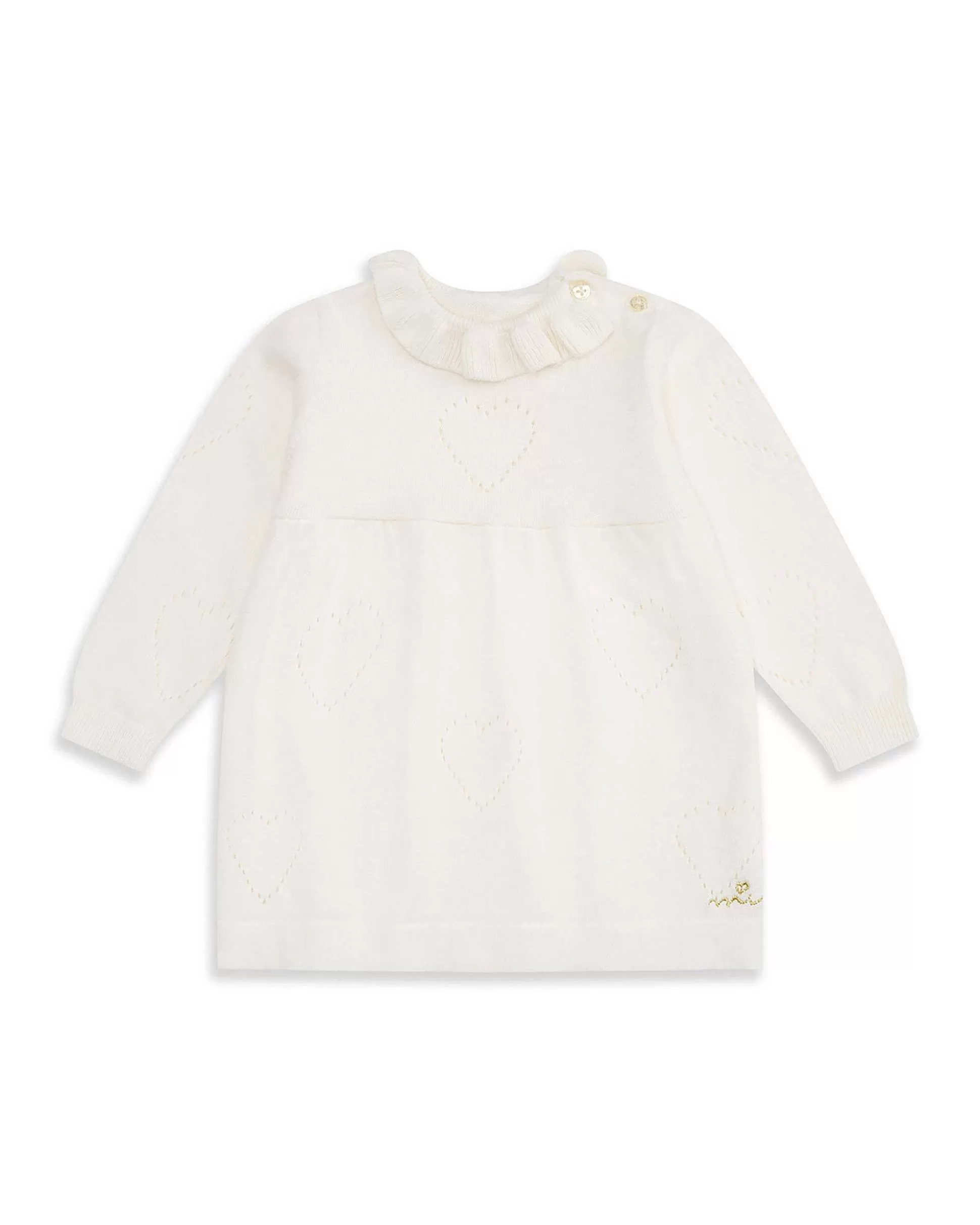 Online Knitted Heart Dress - Ivory Baby Baby Girl