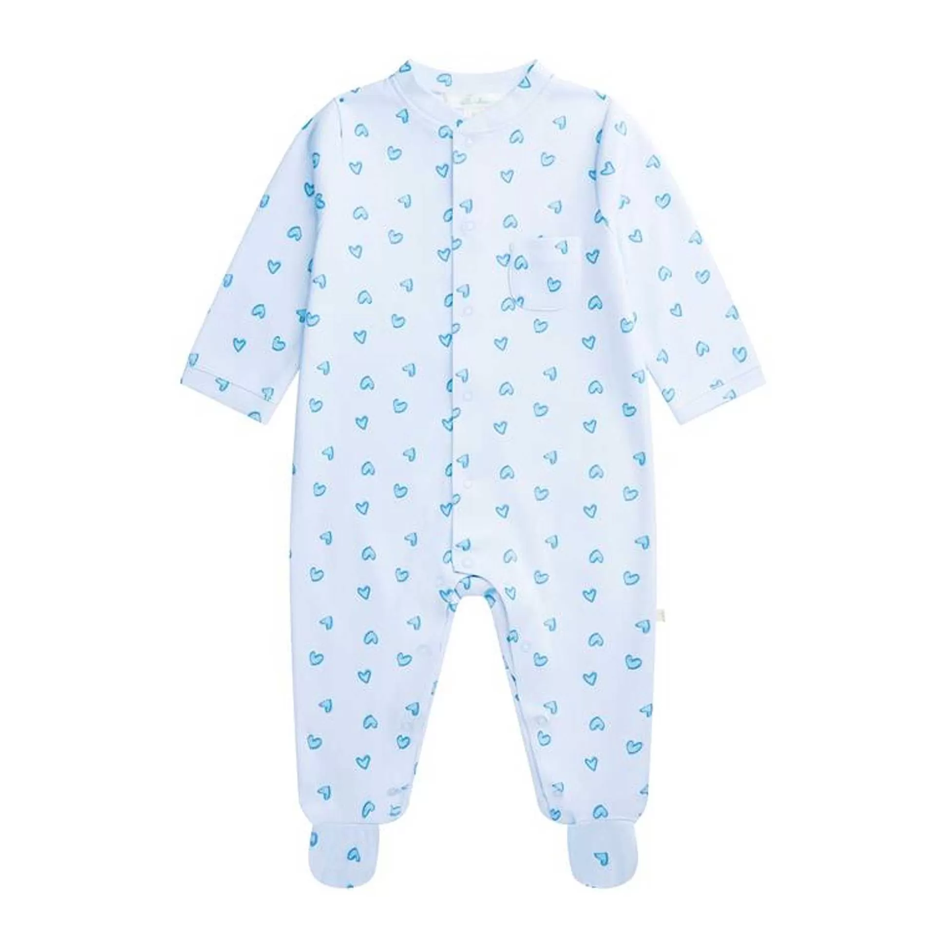 Shop Love Heart Sleepsuit - Blue Baby Baby Girl