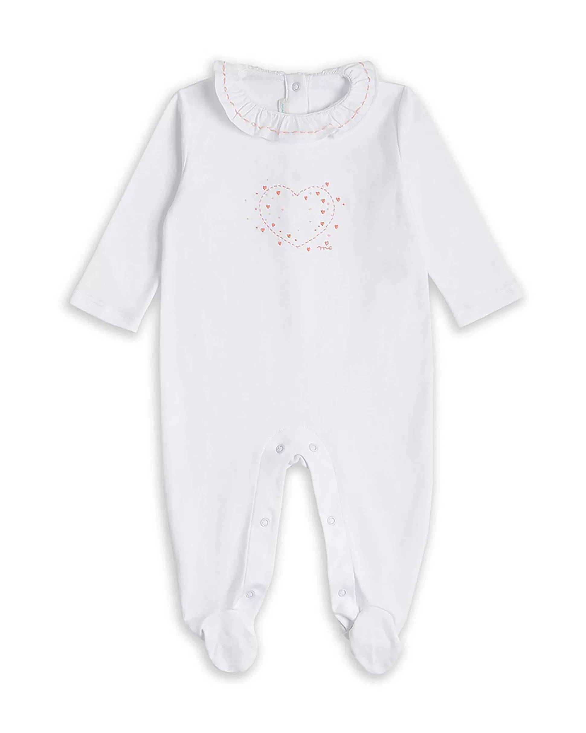 Sale Pima Cotton Sleepsuit - Heart Embroidery Baby Baby Girl