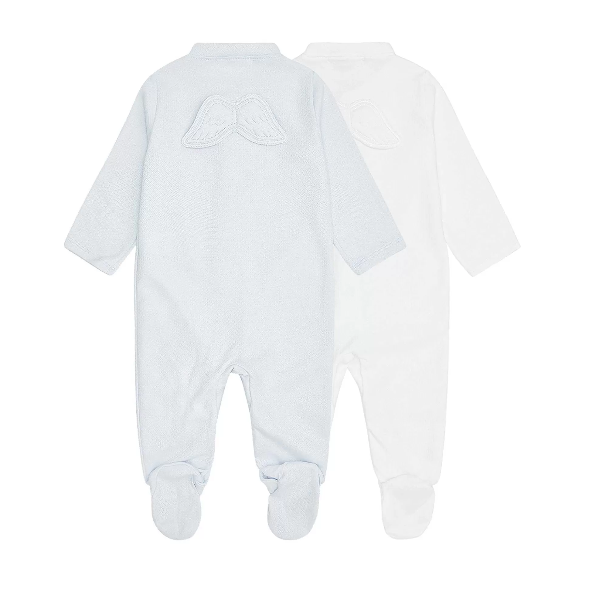 Flash Sale Set Of Two Angel Wing Pointelle Sleepsuits - Blue & White Baby The Iconic Angel Wing