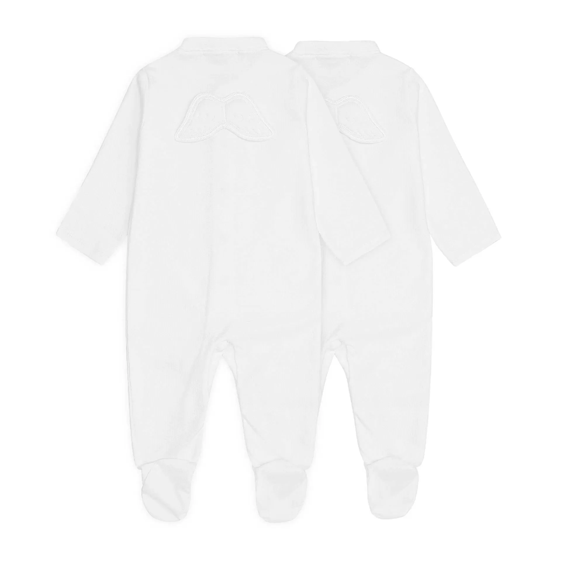 Outlet Set Of Two Angel Wing Pointelle Sleepsuits - White Baby The Iconic Angel Wing