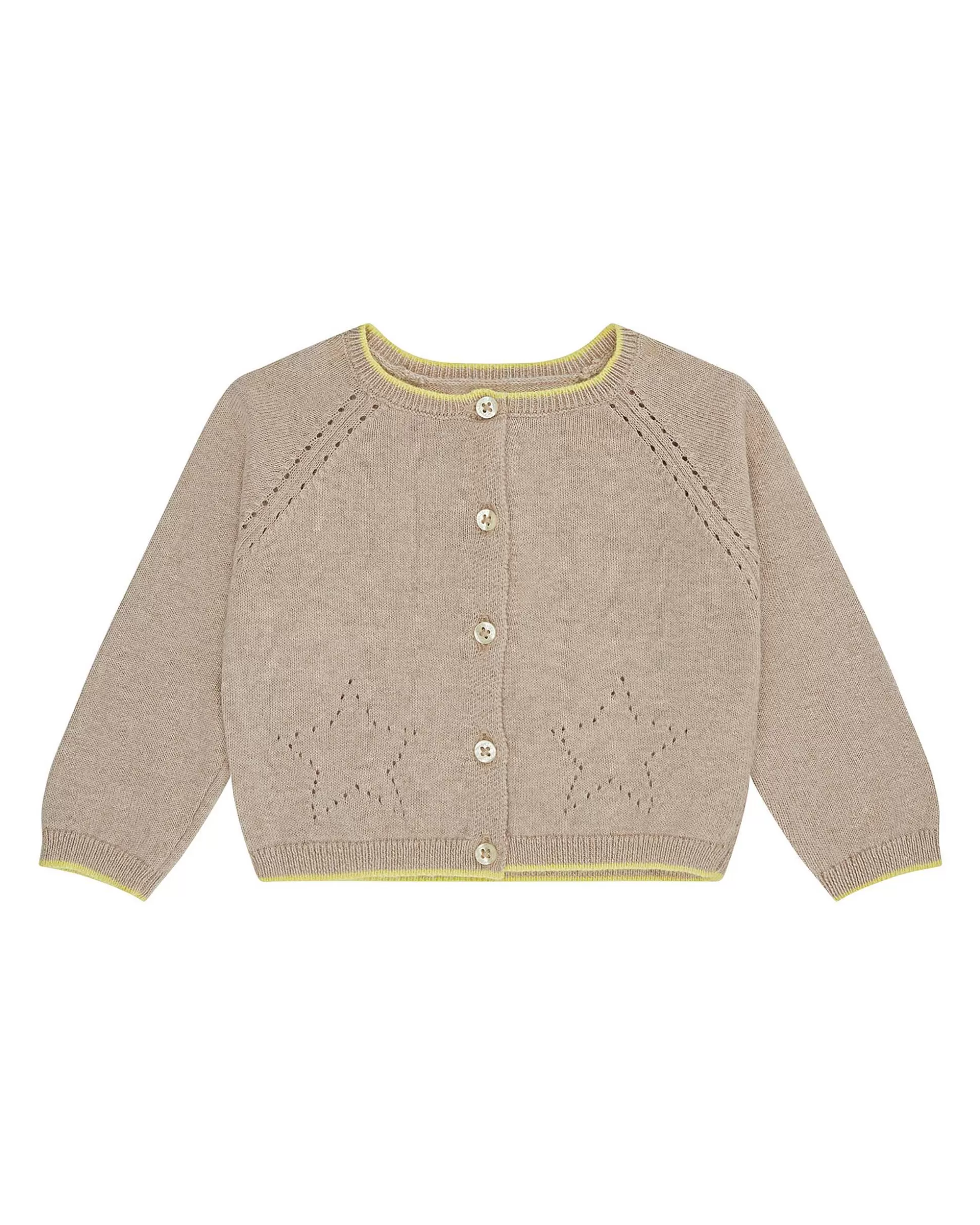 Hot Star & Crown Pointelle Cardigan - Biscuit Baby Baby Boy