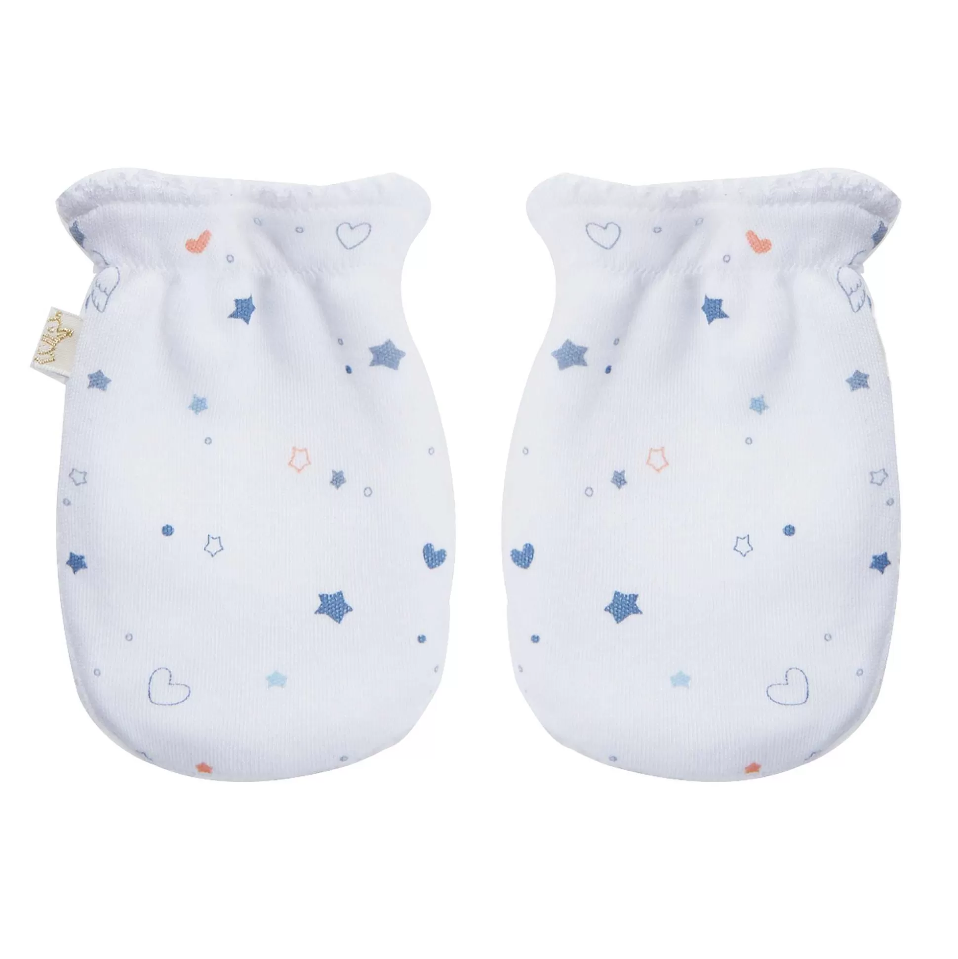 Shop Star & Crown Print Hat, Bib And Mitten'S Set - Blue Gifts Gift Sets