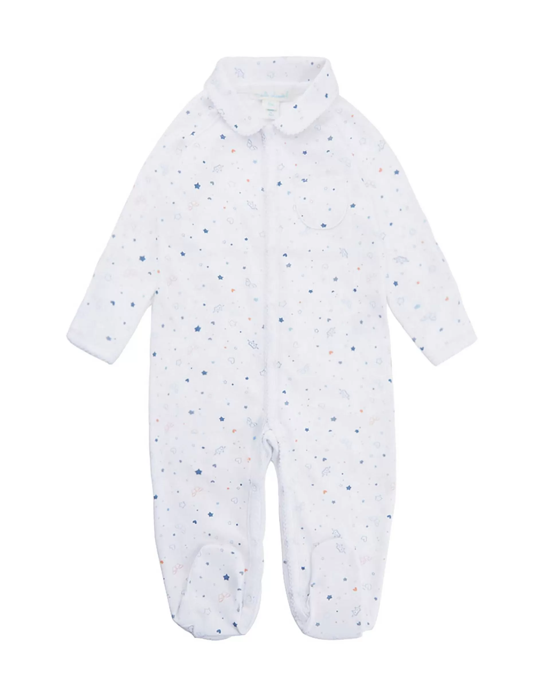 Cheap Star & Crown Sleepsuit With Mittens - Blue Baby Baby Boy