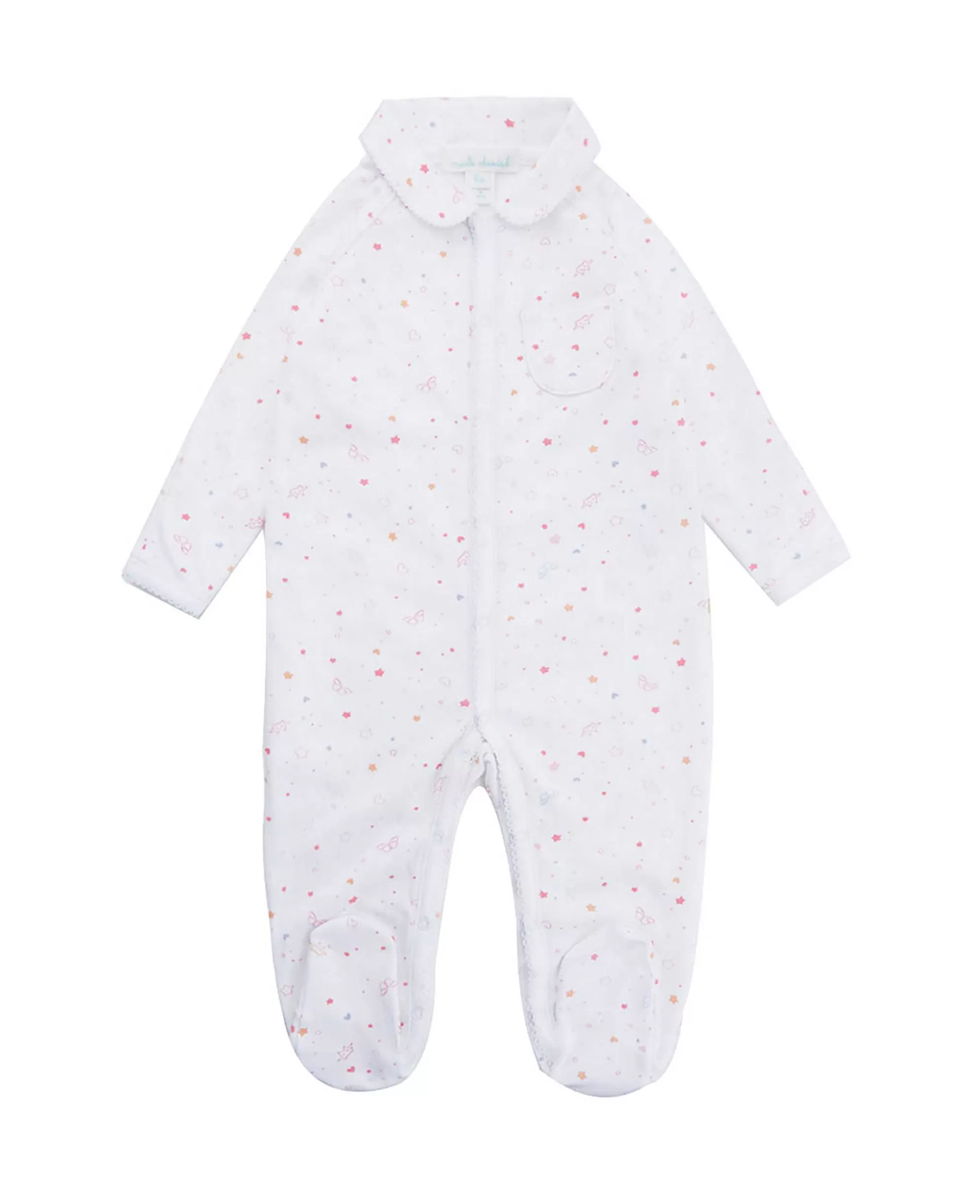 Outlet Star & Crown Sleepsuit With Mittens - Pink Baby Baby Girl