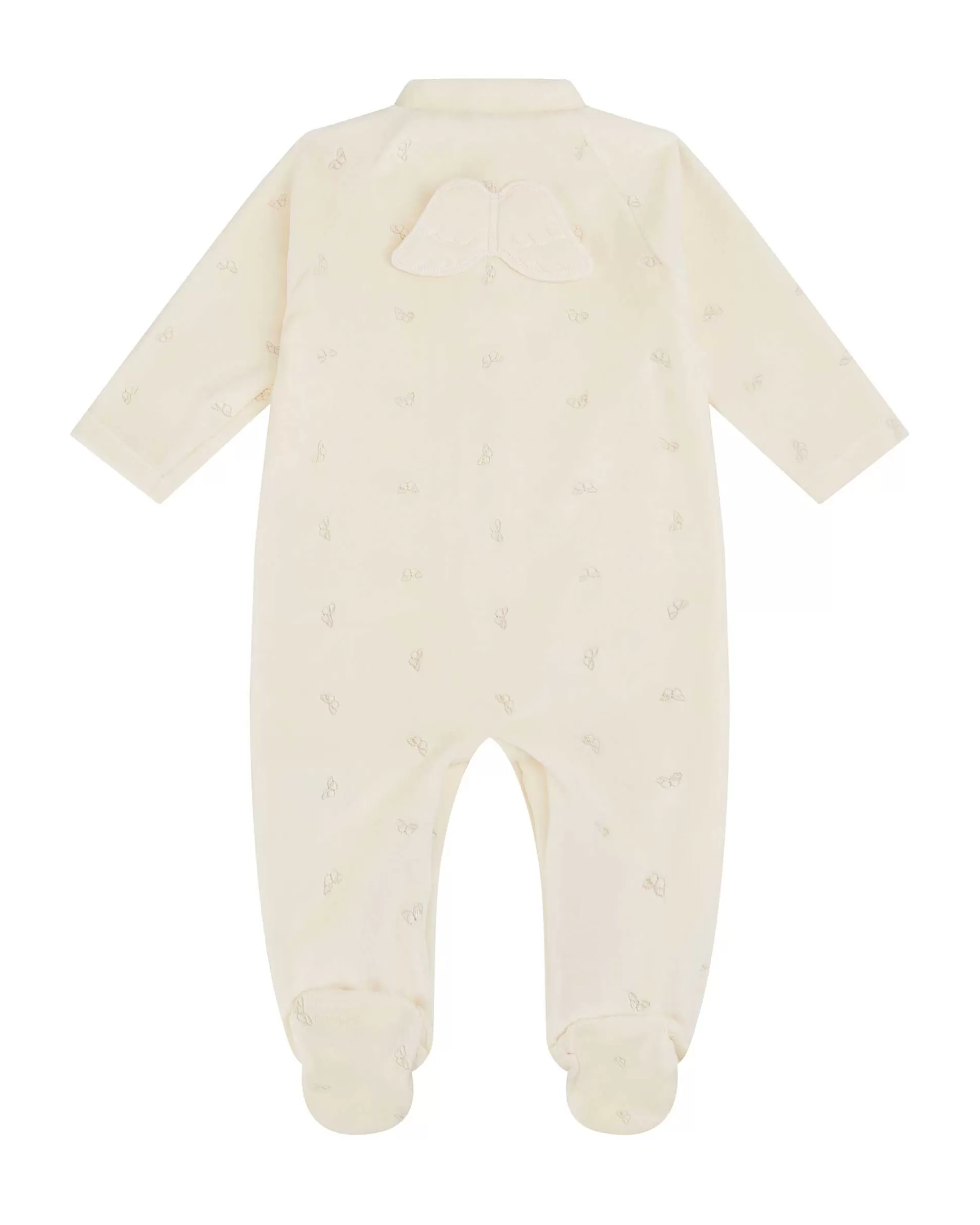 Store Velour Embroidered Angel Wing Sleepsuit - Cream Baby The Iconic Angel Wing