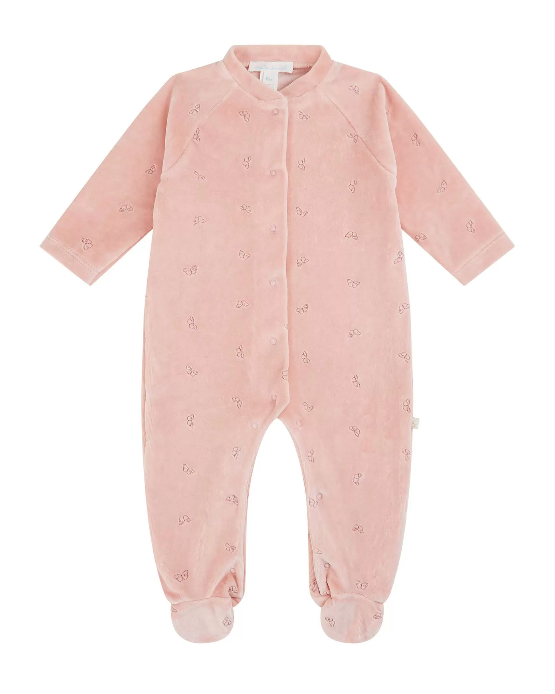 Hot Velour Embroidered Angel Wing Sleepsuit - Dusty Pink Baby The Iconic Angel Wing